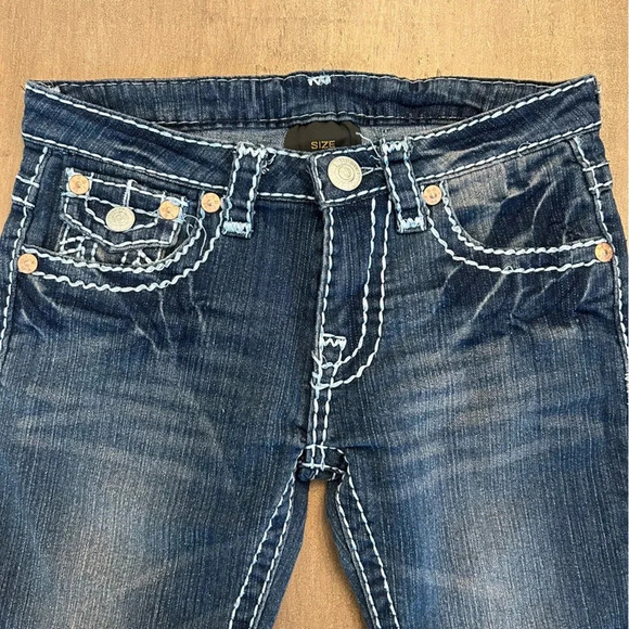 True Religion Joey Super T Flare Boot Cut Darker Wash Jeans Size 28 - Picture 3 of 9